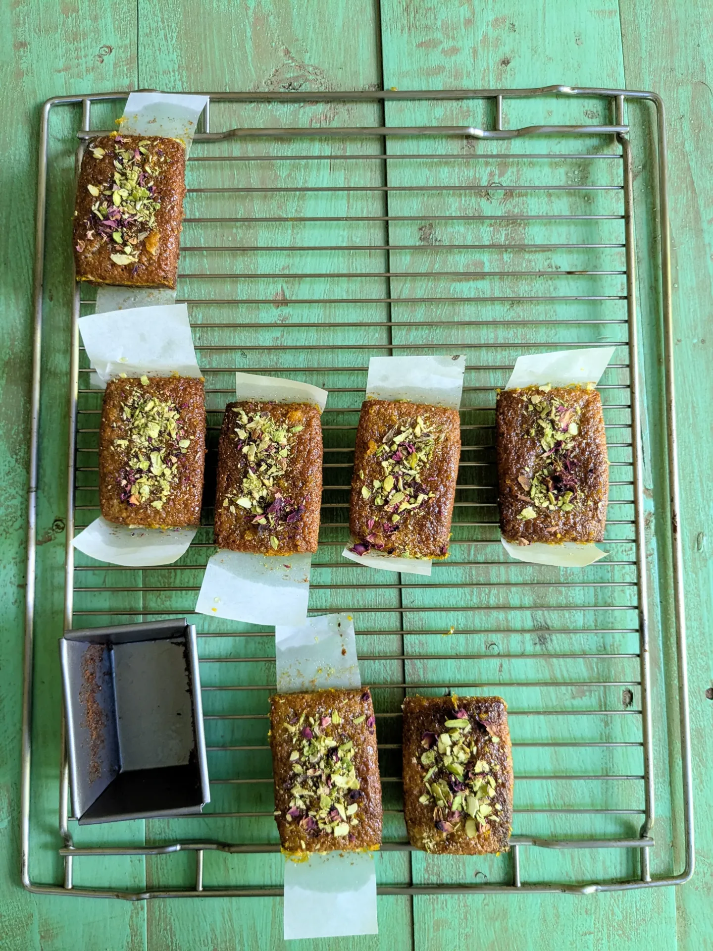 Rose, Pistachio, Lemon Semolina Cake Slice